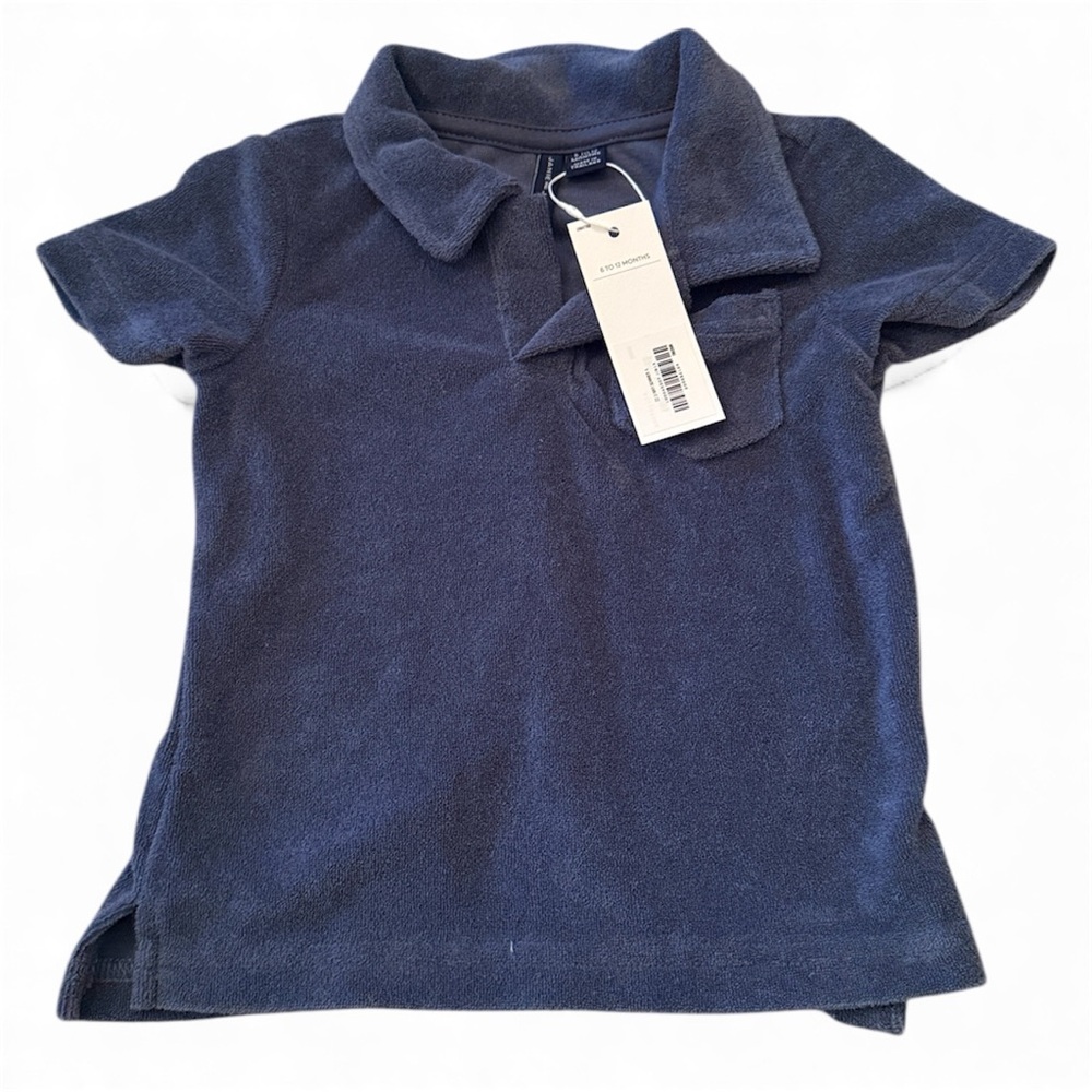 Janie & Jack Deep Blue Terry Polo 6-12M | NWT with Tags | Premium Boys Shirt